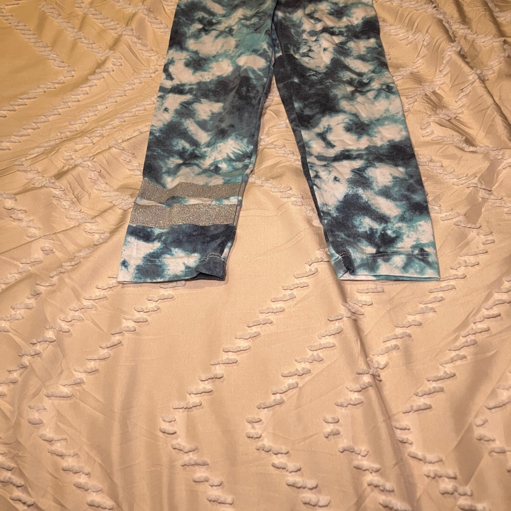 Limited Too Girls Size 4TTie Dye Hooded Crop Top Jogger Set Glitter "Good Vibes" - Picture 3 of 5
